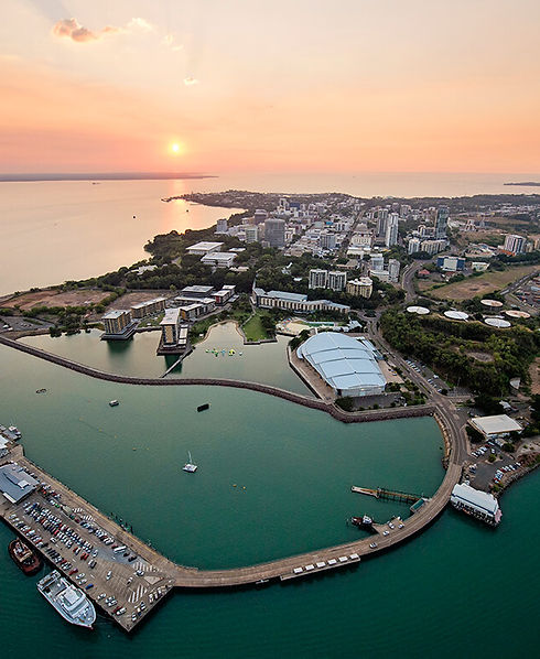 Aerial view of Darwin neighbourhood rooftops
